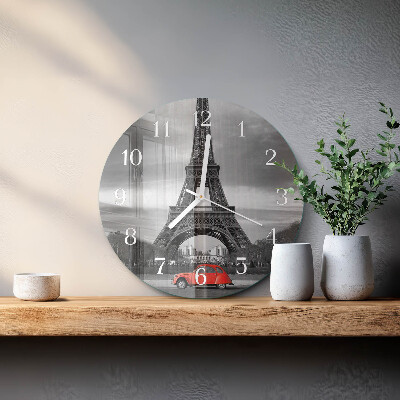 Reloj de pared redondo Coche de la Torre Eiffel