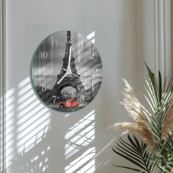 Reloj de pared redondo Coche de la Torre Eiffel