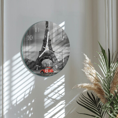 Reloj de pared redondo Coche de la Torre Eiffel