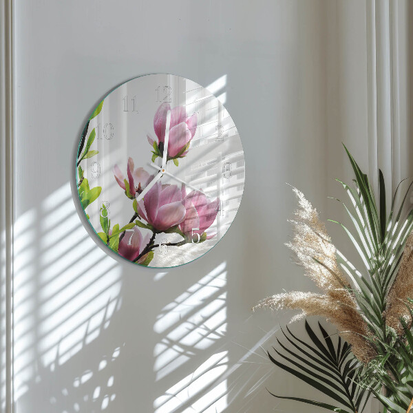 Reloj de pared redondo Flor de magnolia