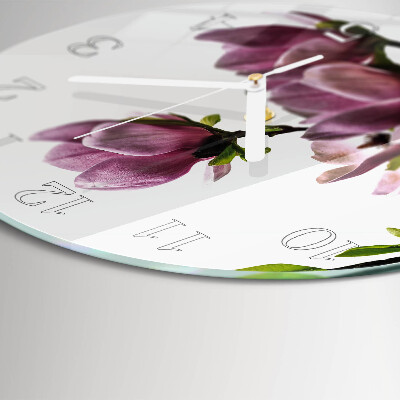 Reloj de pared redondo Flor de magnolia