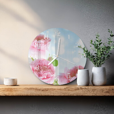 Reloj de pared redondo Peonías