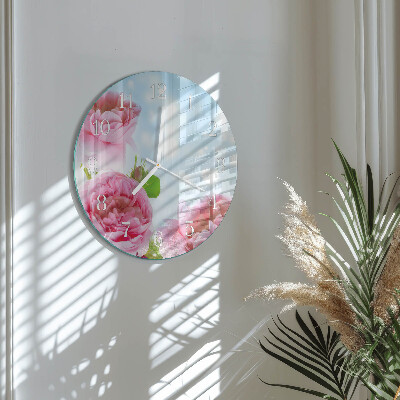 Reloj de pared redondo Peonías