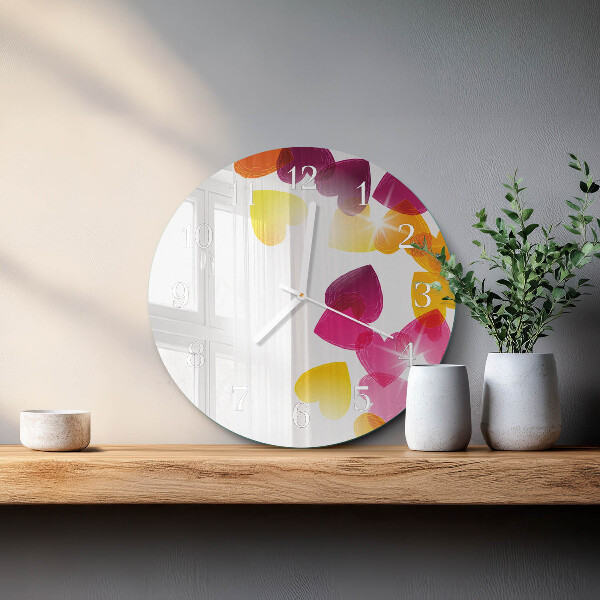 Reloj de pared redondo Corazones coloridos