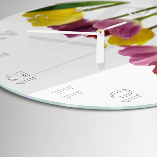 Reloj de pared redondo Tulipanes de colores