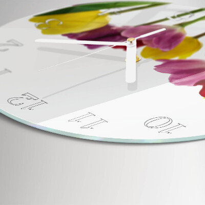Reloj de pared redondo Tulipanes de colores