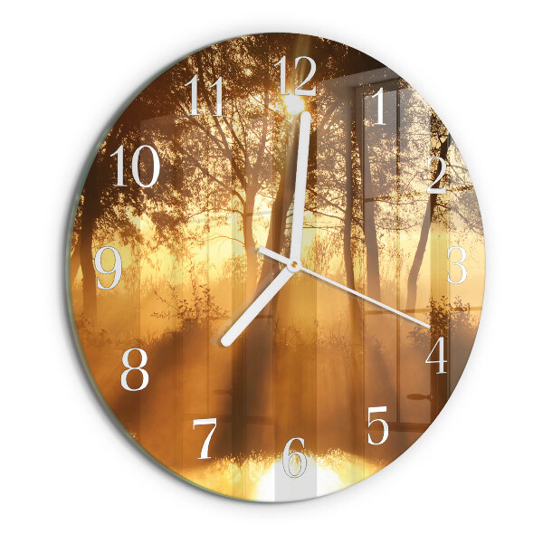 Reloj de pared redondo Árboles Niebla