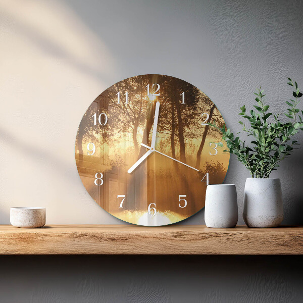 Reloj de pared redondo Árboles Niebla