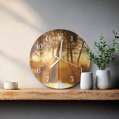 Reloj de pared redondo Árboles Niebla
