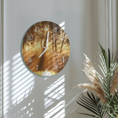 Reloj de pared redondo Árboles Niebla