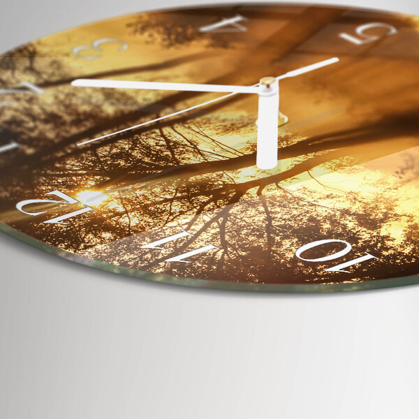 Reloj de pared redondo Árboles Niebla
