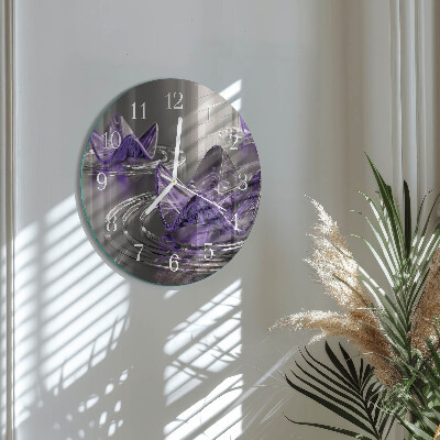 Reloj de pared redondo Flores de cristal