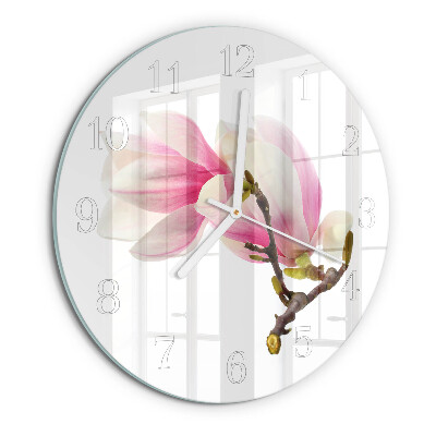 Reloj de pared redondo Flor de magnolia