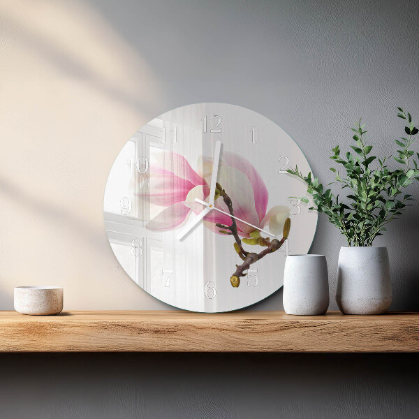 Reloj de pared redondo Flor de magnolia