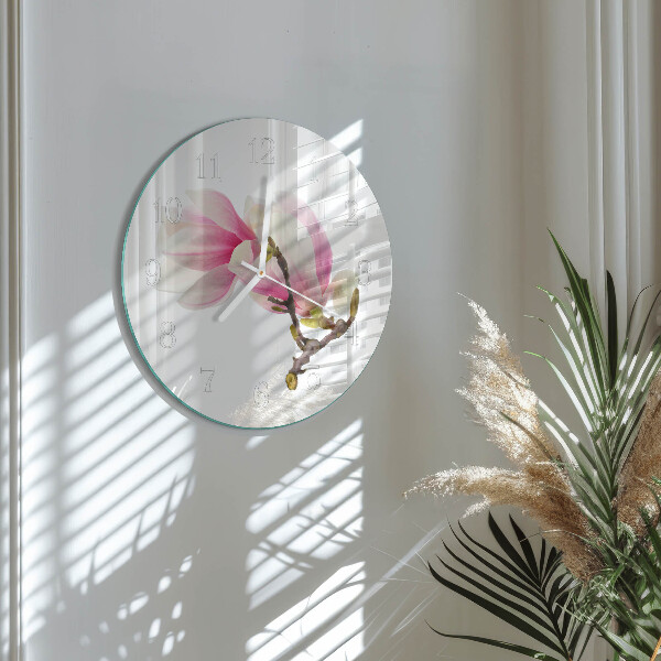 Reloj de pared redondo Flor de magnolia