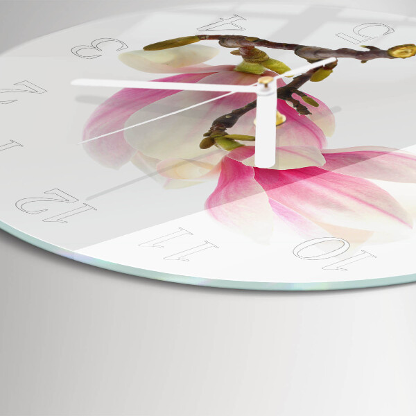 Reloj de pared redondo Flor de magnolia