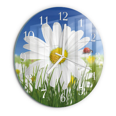 Reloj de pared redondo Flor y mariquita
