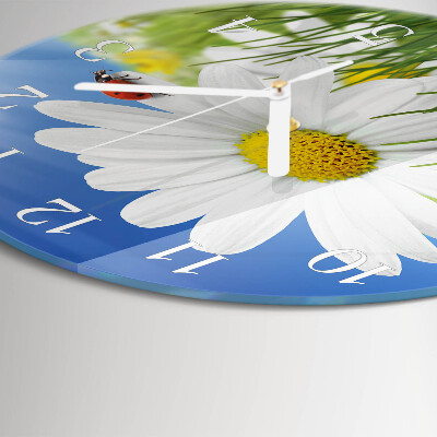Reloj de pared redondo Flor y mariquita