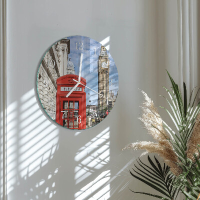 Reloj de pared redondo Cabina telefónica roja