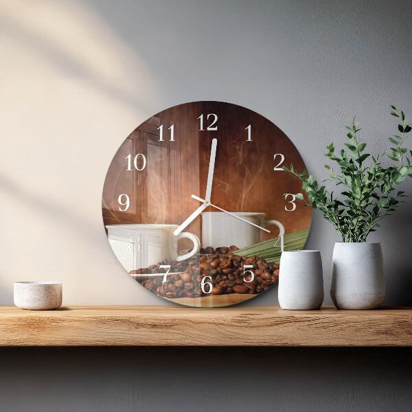 Reloj de pared redondo tazas de café
