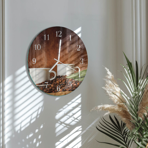 Reloj de pared redondo tazas de café