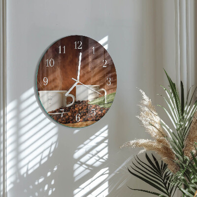 Reloj de pared redondo tazas de café