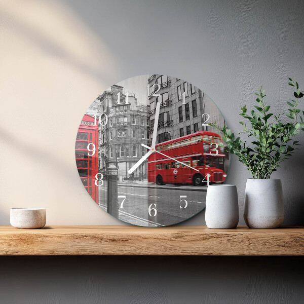Reloj de pared redondo Autobús rojo