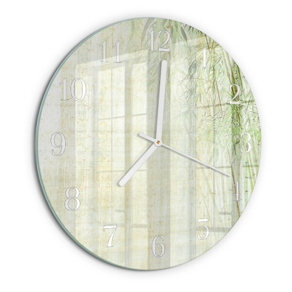 Reloj de pared redondo Planta de bambú