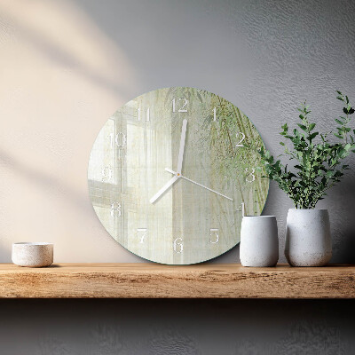 Reloj de pared redondo Planta de bambú