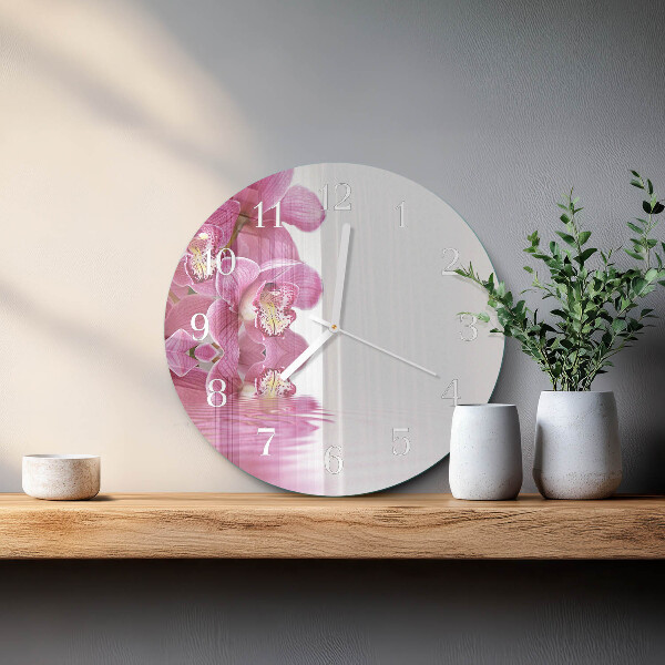 Reloj de pared redondo Orquídea