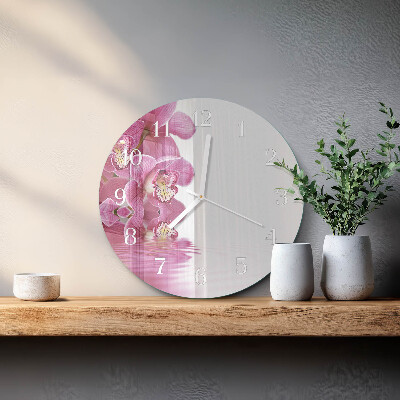 Reloj de pared redondo Orquídea