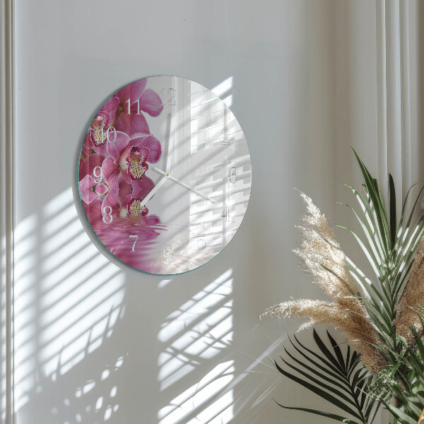 Reloj de pared redondo Orquídea