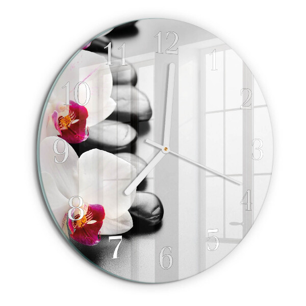 Reloj de pared redondo Piedras de orquídeas