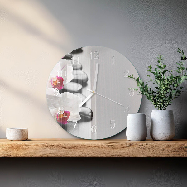 Reloj de pared redondo Piedras de orquídeas