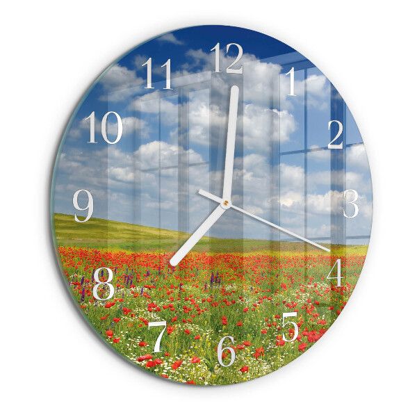 Reloj de pared redondo Campo de amapolas