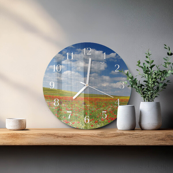 Reloj de pared redondo Campo de amapolas