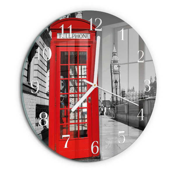 Reloj de pared redondo Cabina telefónica roja