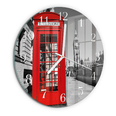 Reloj de pared redondo Cabina telefónica roja