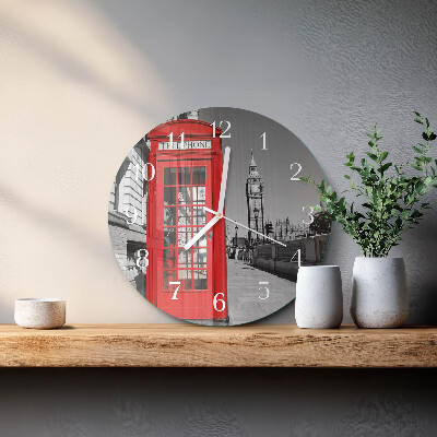 Reloj de pared redondo Cabina telefónica roja