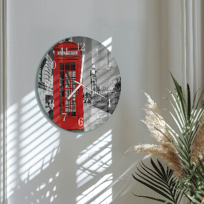 Reloj de pared redondo Cabina telefónica roja