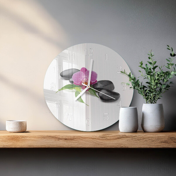 Reloj de pared redondo Orquídea