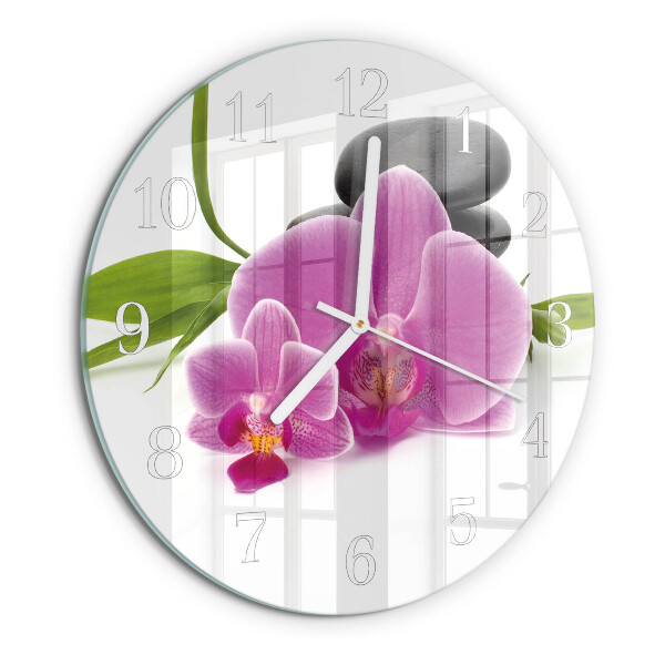 Reloj de pared redondo Orquídea
