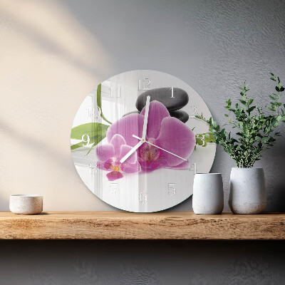 Reloj de pared redondo Orquídea