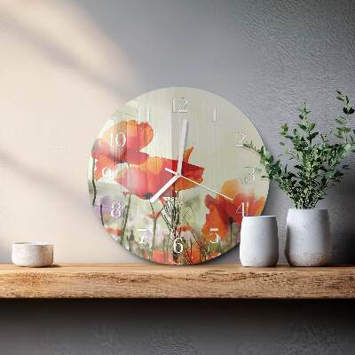 Reloj de pared redondo Amapolas