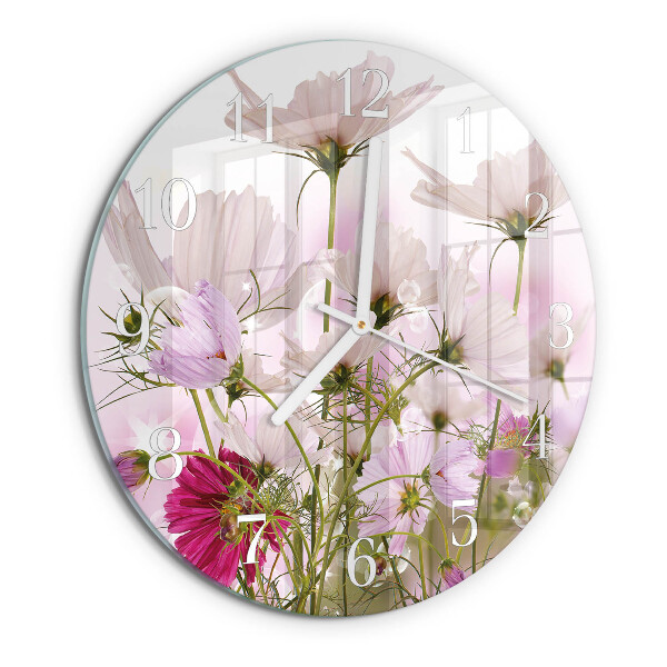 Reloj de pared redondo Flores de cosmos