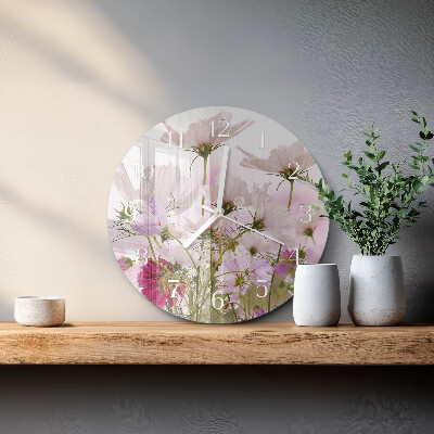 Reloj de pared redondo Flores de cosmos