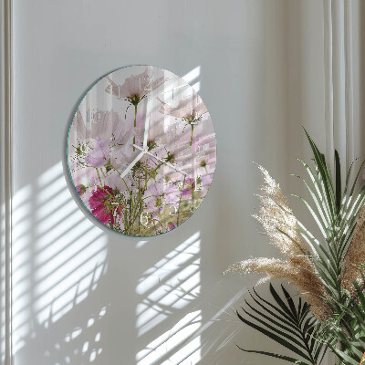 Reloj de pared redondo Flores de cosmos