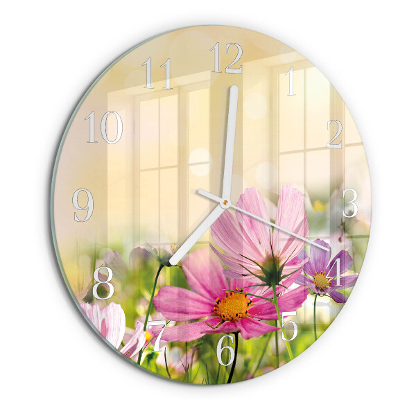 Reloj de pared redondo Flores de cosmos