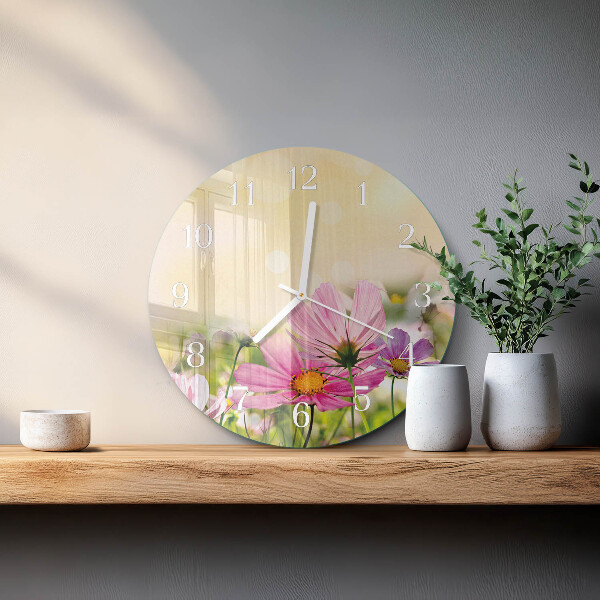 Reloj de pared redondo Flores de cosmos