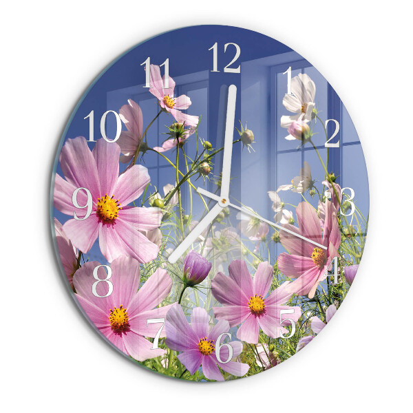 Reloj de pared redondo Flores de cosmos